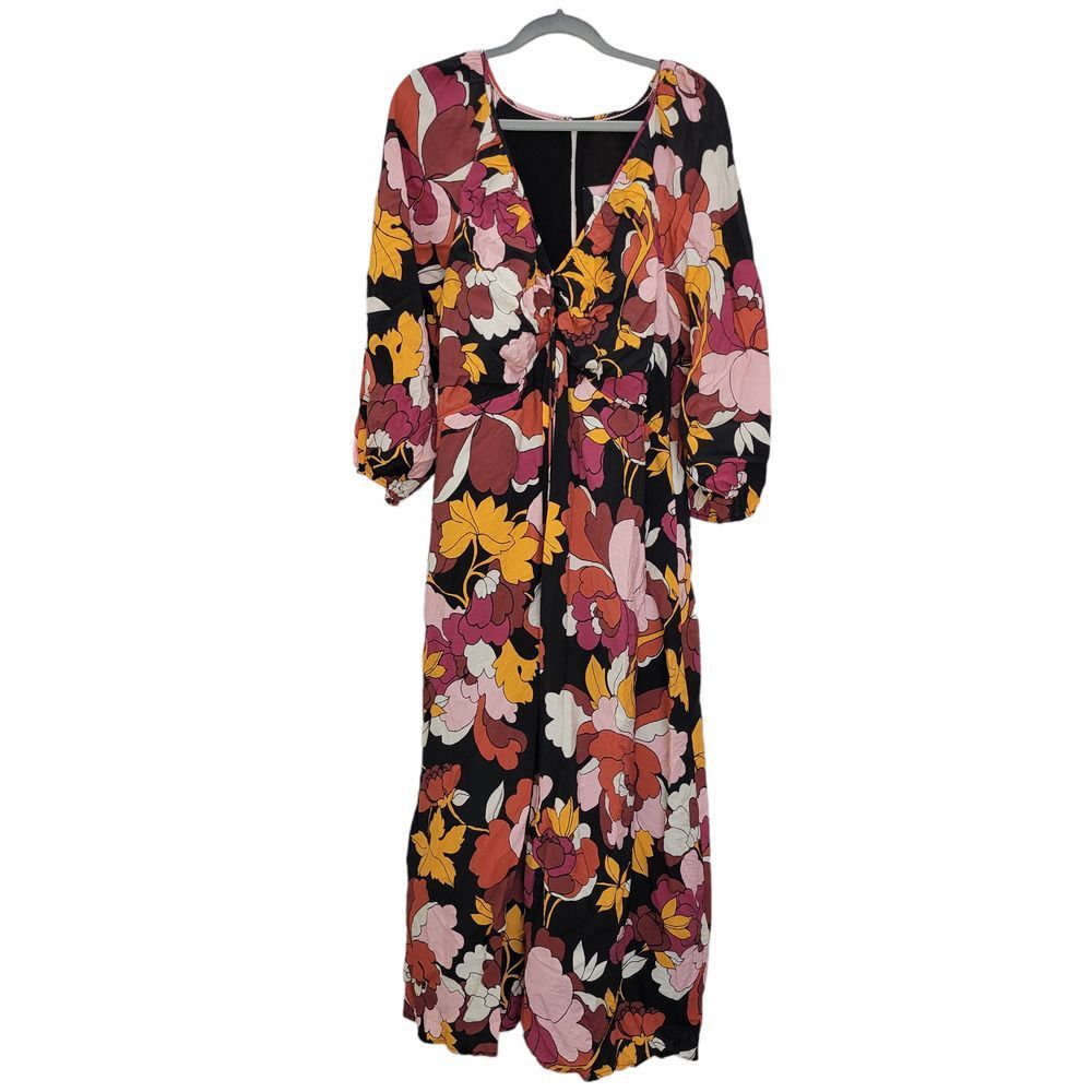 Anthropologie Maeve Fall Floral Long Midi 3/4 Puff Sleeve Dress US 18W - Picture 6 of 12